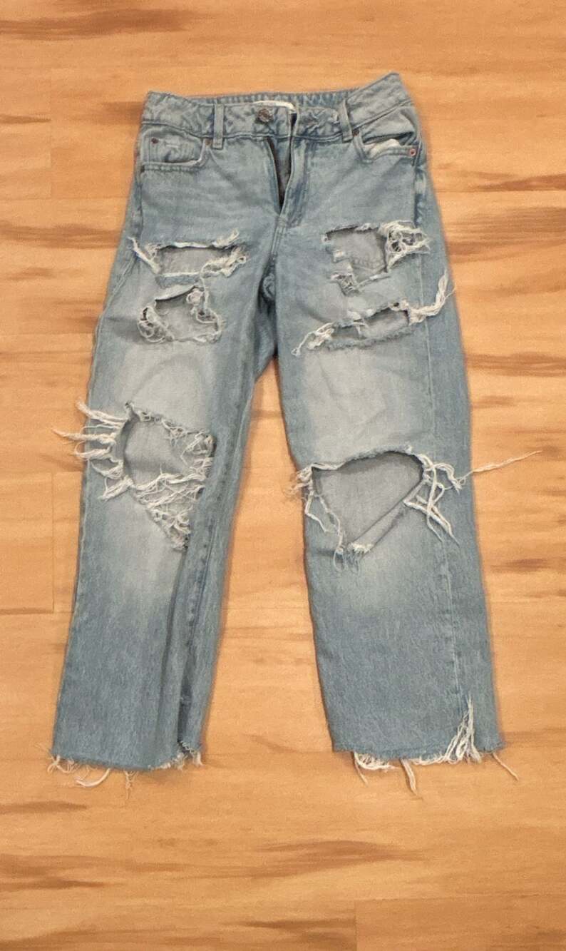 Garage Denim 90s Straight Jeans Size 1 Distressed Light Wash